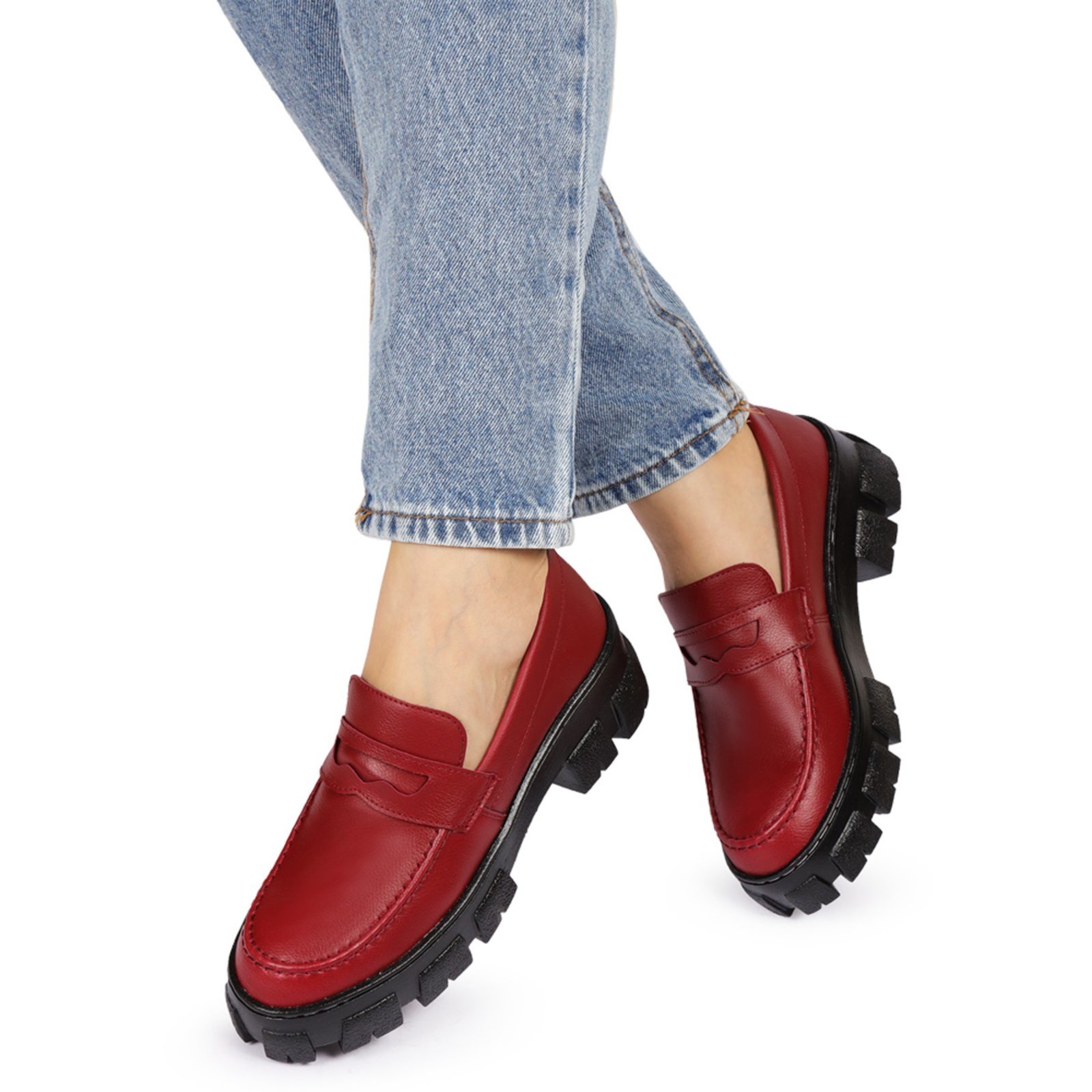 mocassim tratorado feminino plataforma