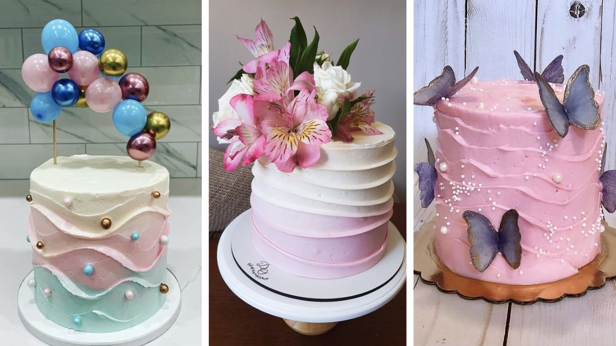 bolo feminino com tema de borboletas