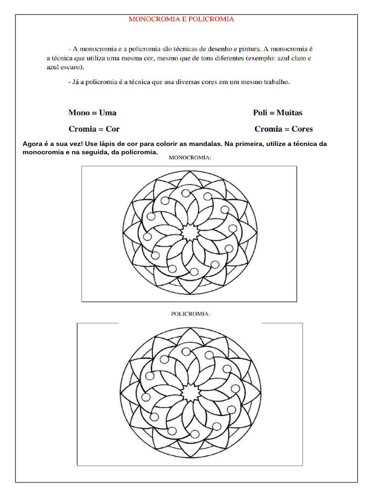 monocromia para colorir