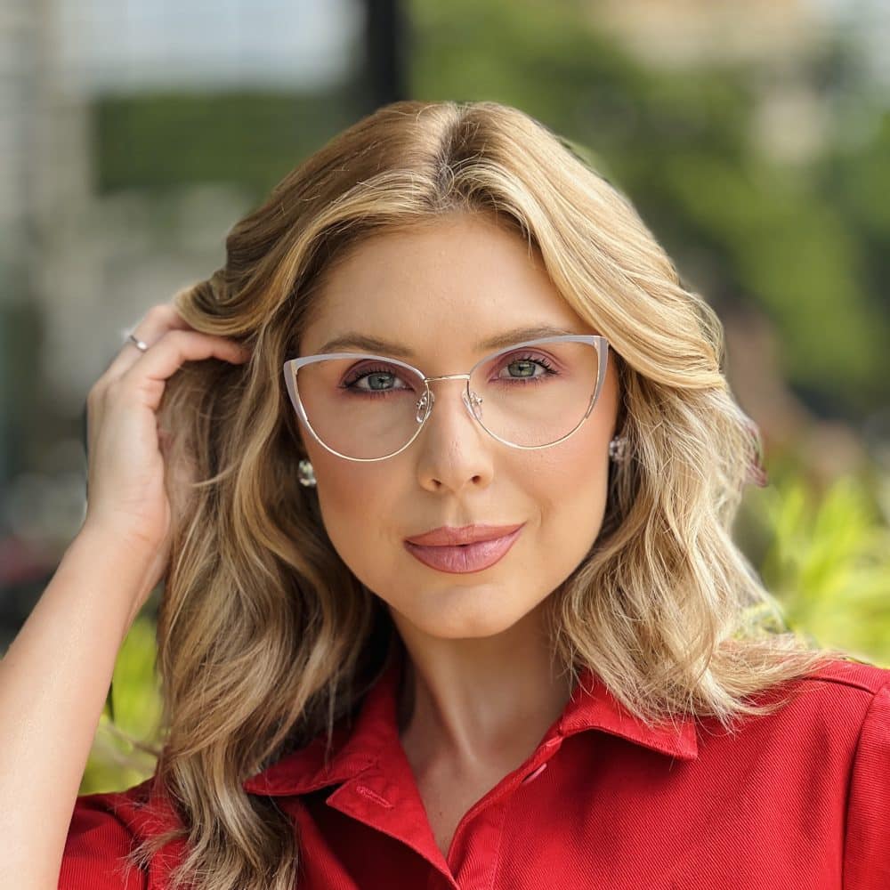 oculos feminino metal rosé