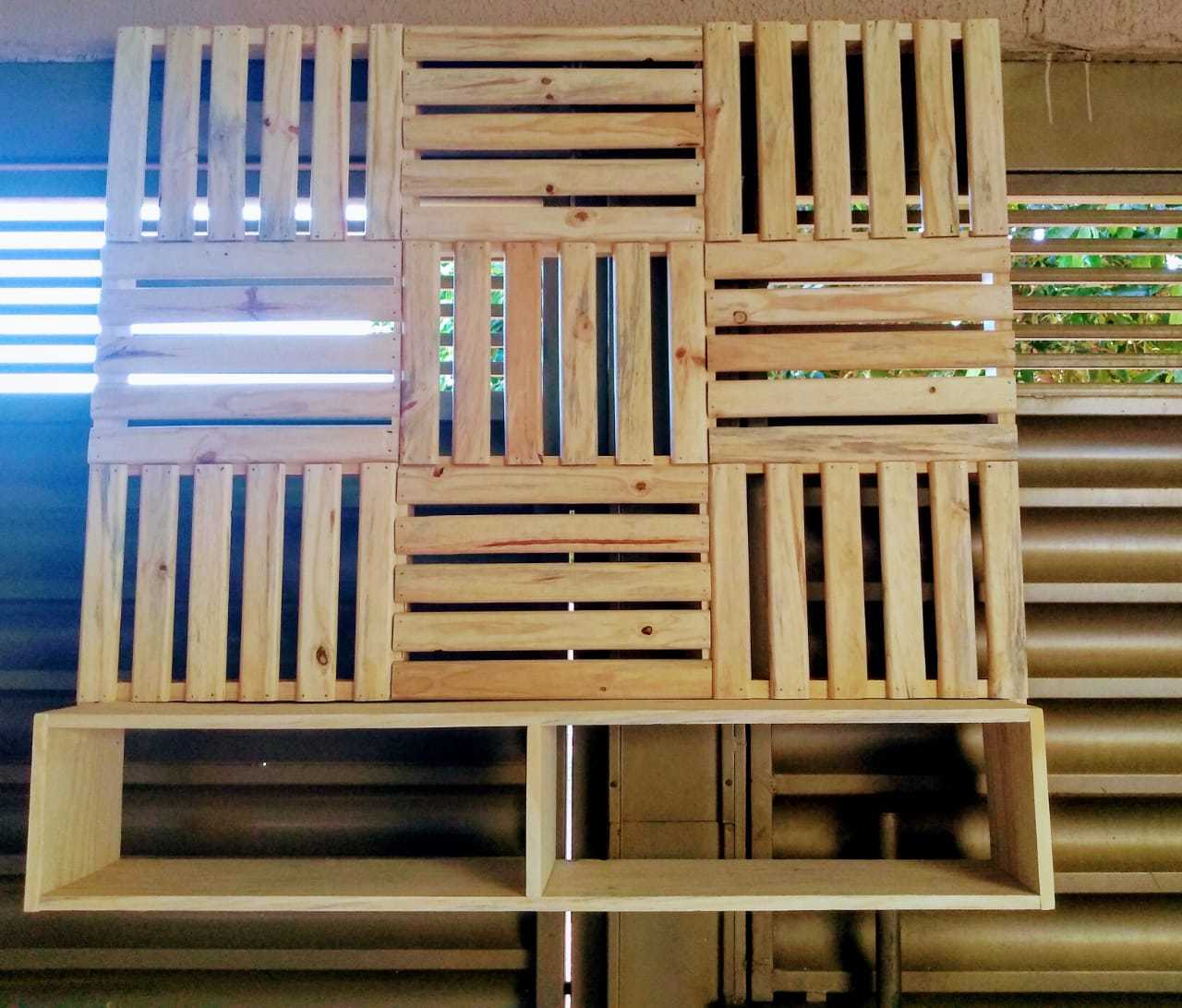 ideias criativas painel de pallet para sala
