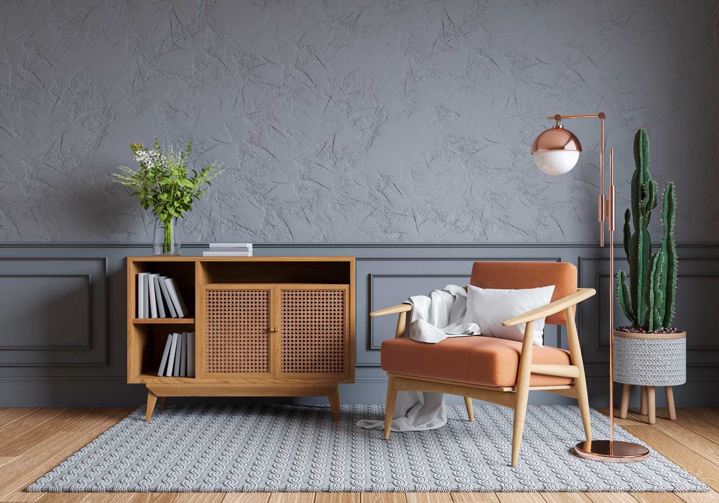 10 ideias de parede com textura para sala de estar