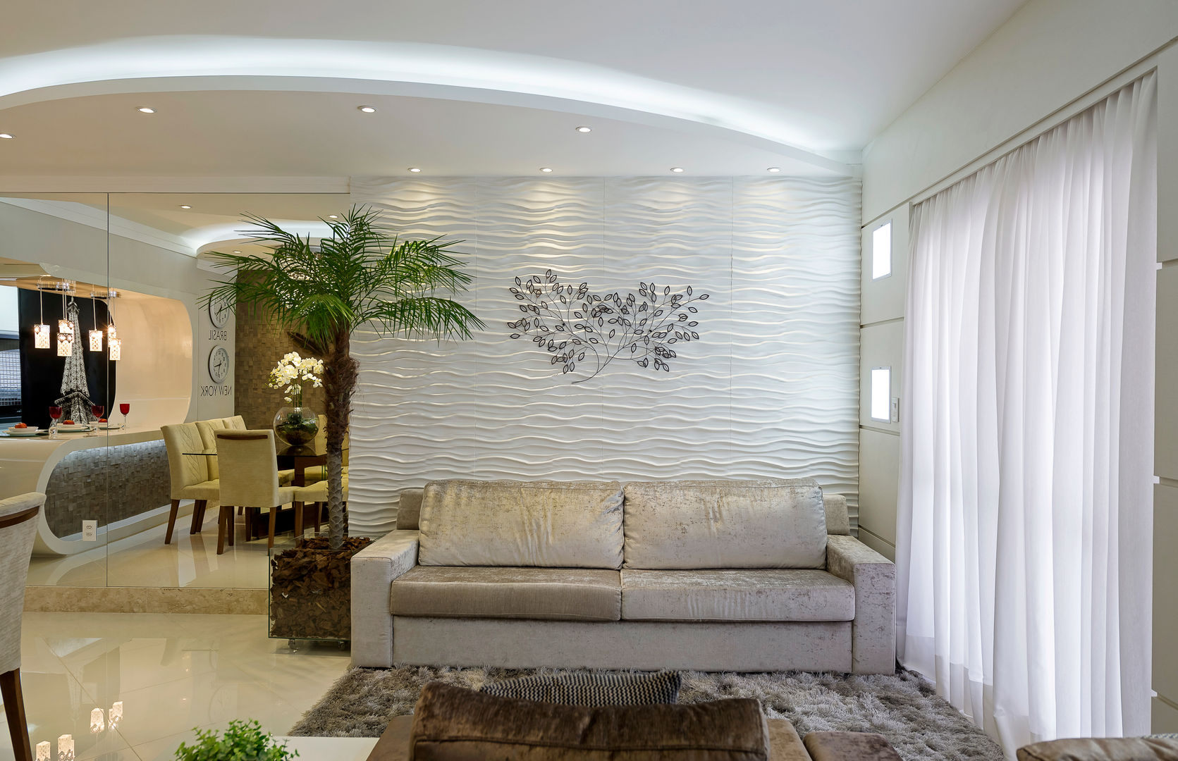 parede com textura na sala