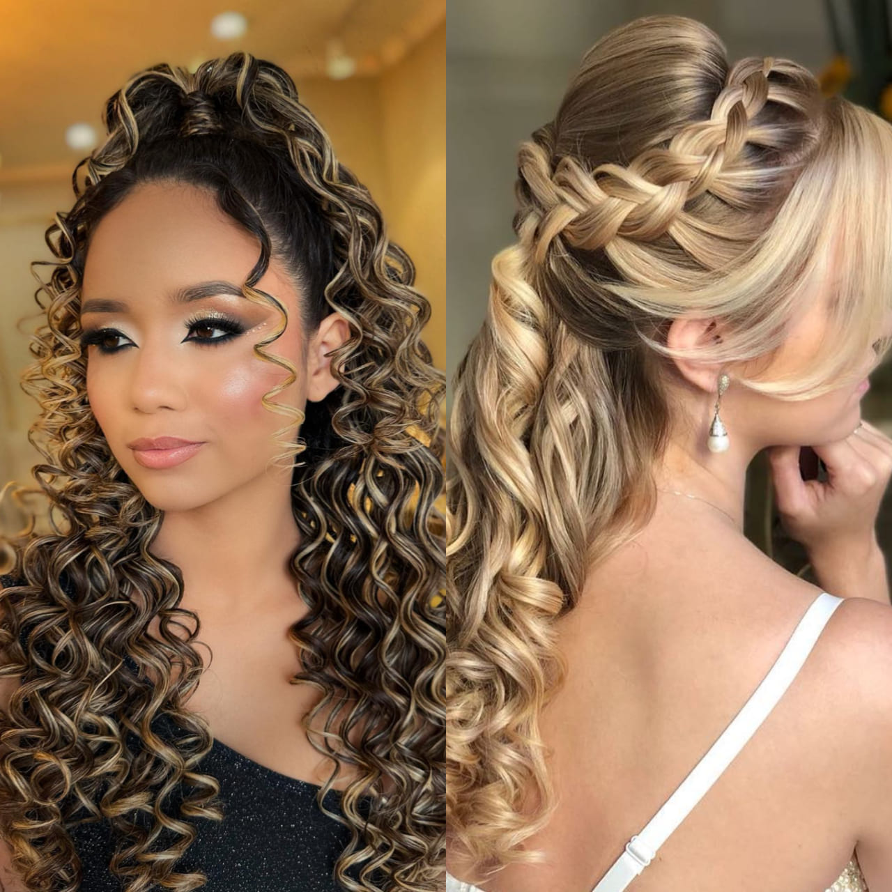 penteado cabelo solto com acessorios