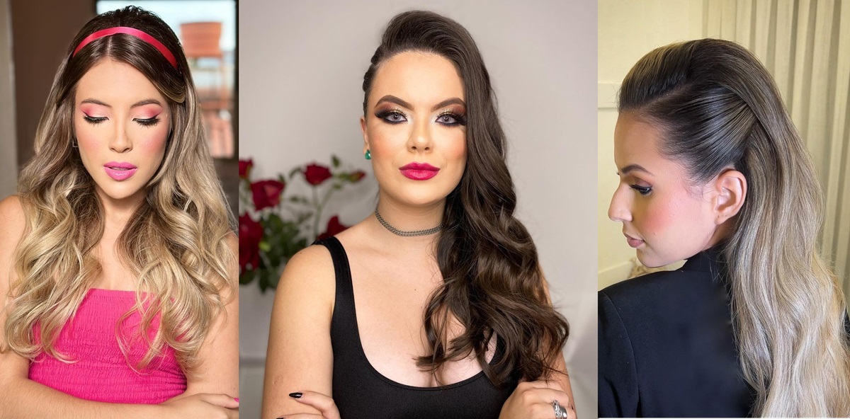 penteado de lado cabelo liso com grampo ou elástico qual o melhor