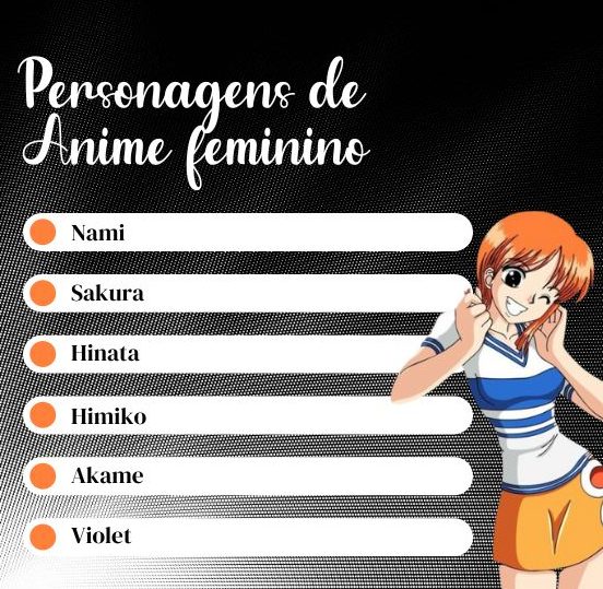 personagens femininas de anime mais populares