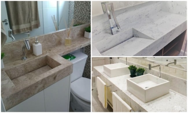 ideias pia banheiro granito marmore fotos