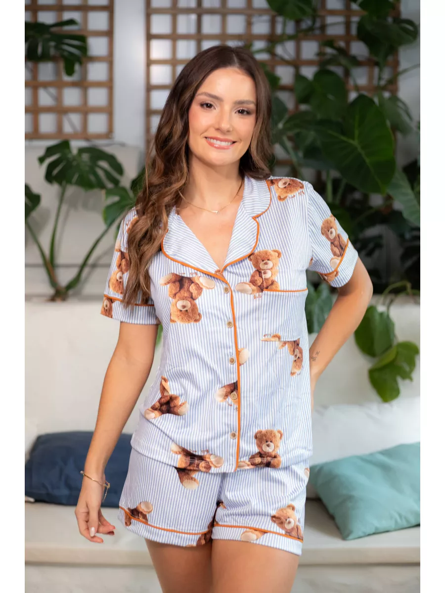 Pijama americano feminino 100% algodão