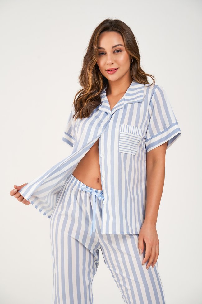 Pijama americano feminino seda