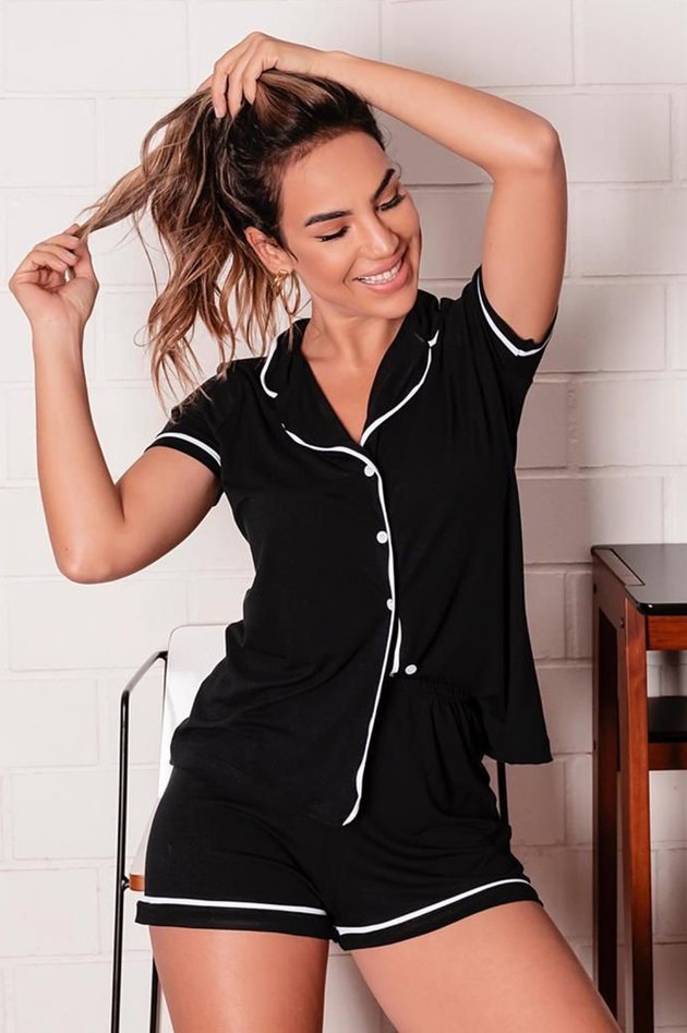 Pijama americano feminino para amamentação