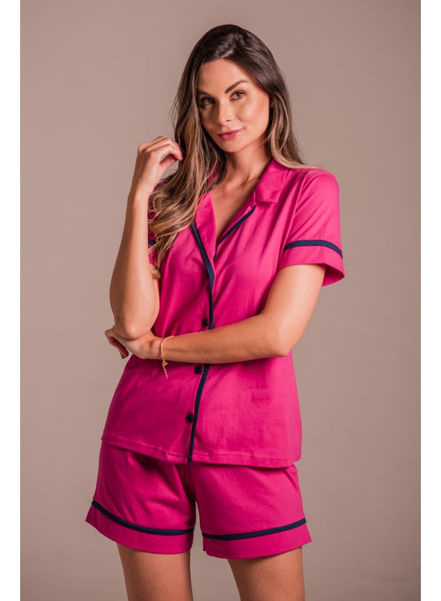 Pijama americano feminino liso