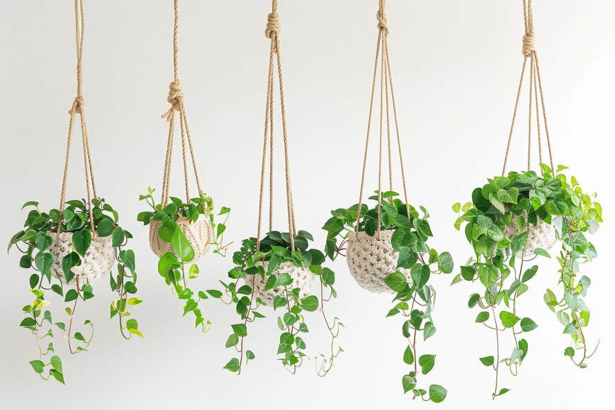 ideias de plantas para pendurar na sala