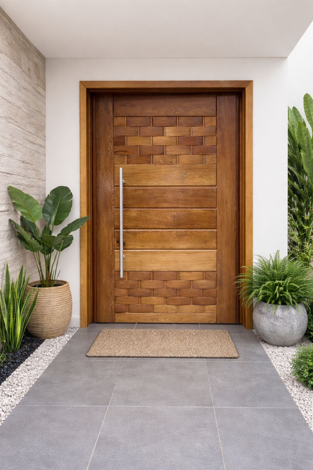 Porta pivotante de madeira maciça Angelim