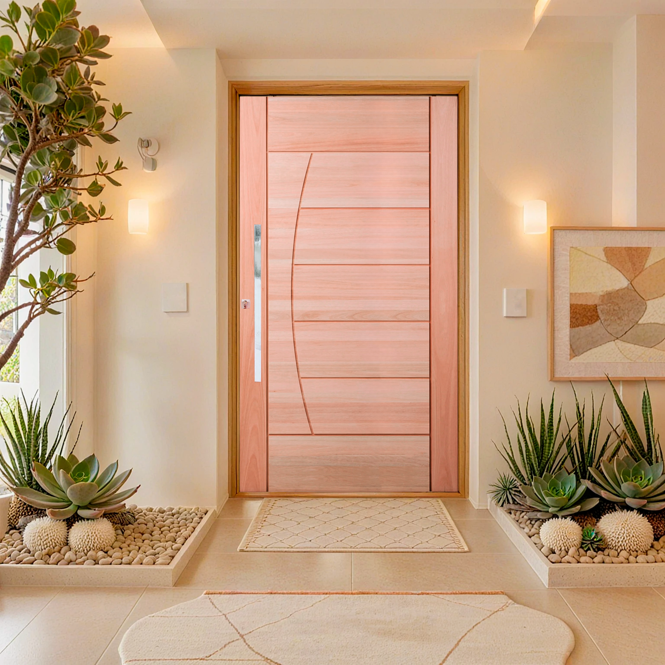 Porta pivotante de madeira com pintura especial