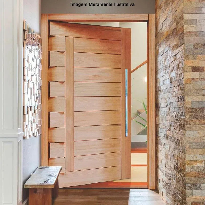 Porta pivotante de madeira com batente de 18cm