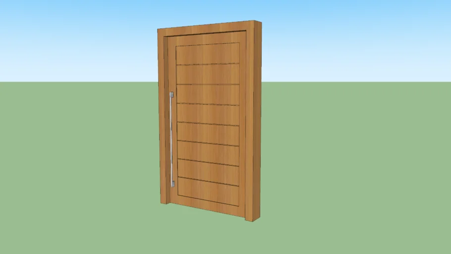 Porta pivotante de madeira com fechadura rolete