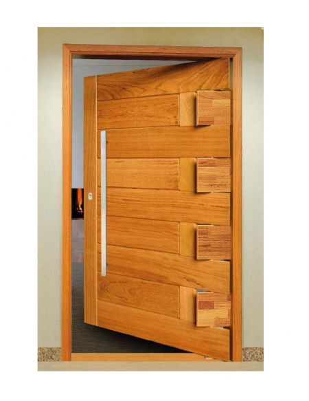 Porta pivotante de madeira com 5,5cm de espessura