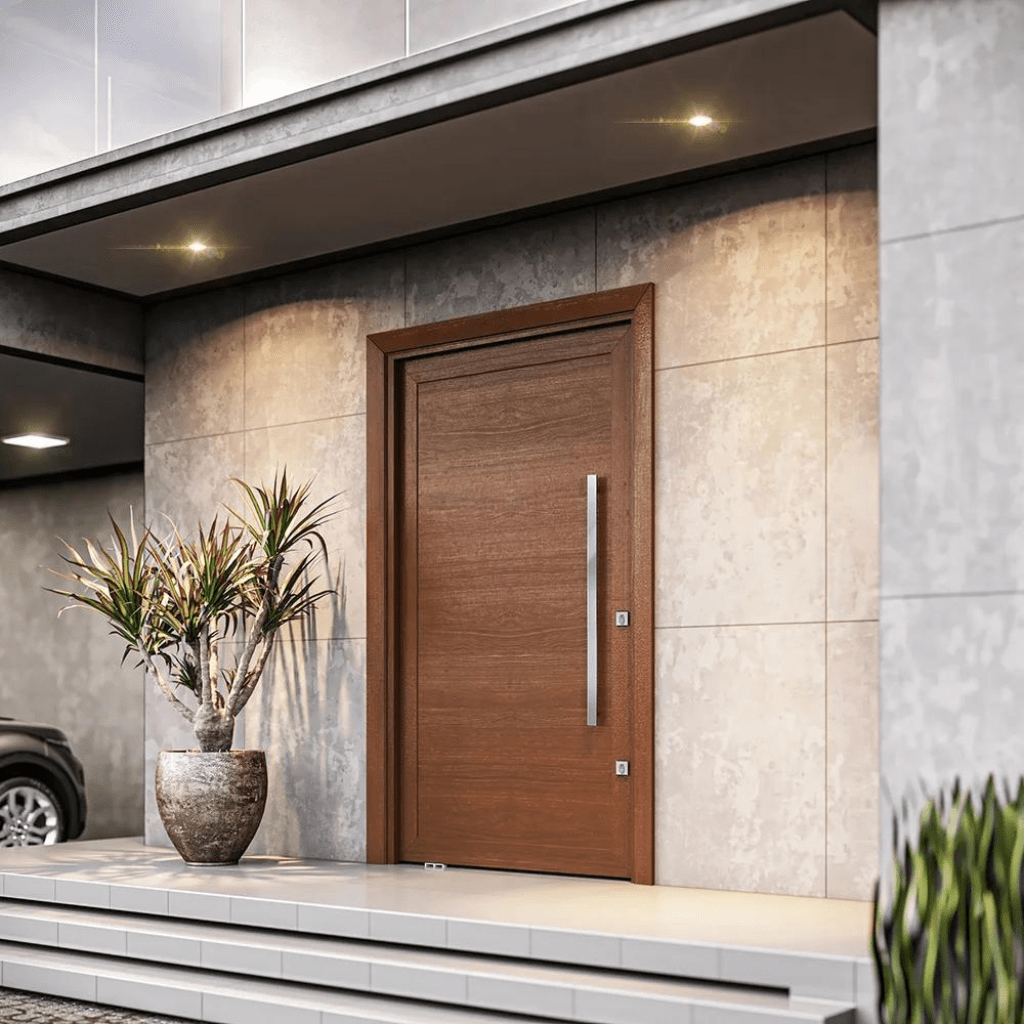 Porta pivotante de madeira com vão livre de 1,30m