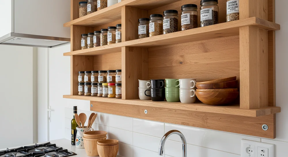 prateleira de madeira ou metal para cozinha qual escolher