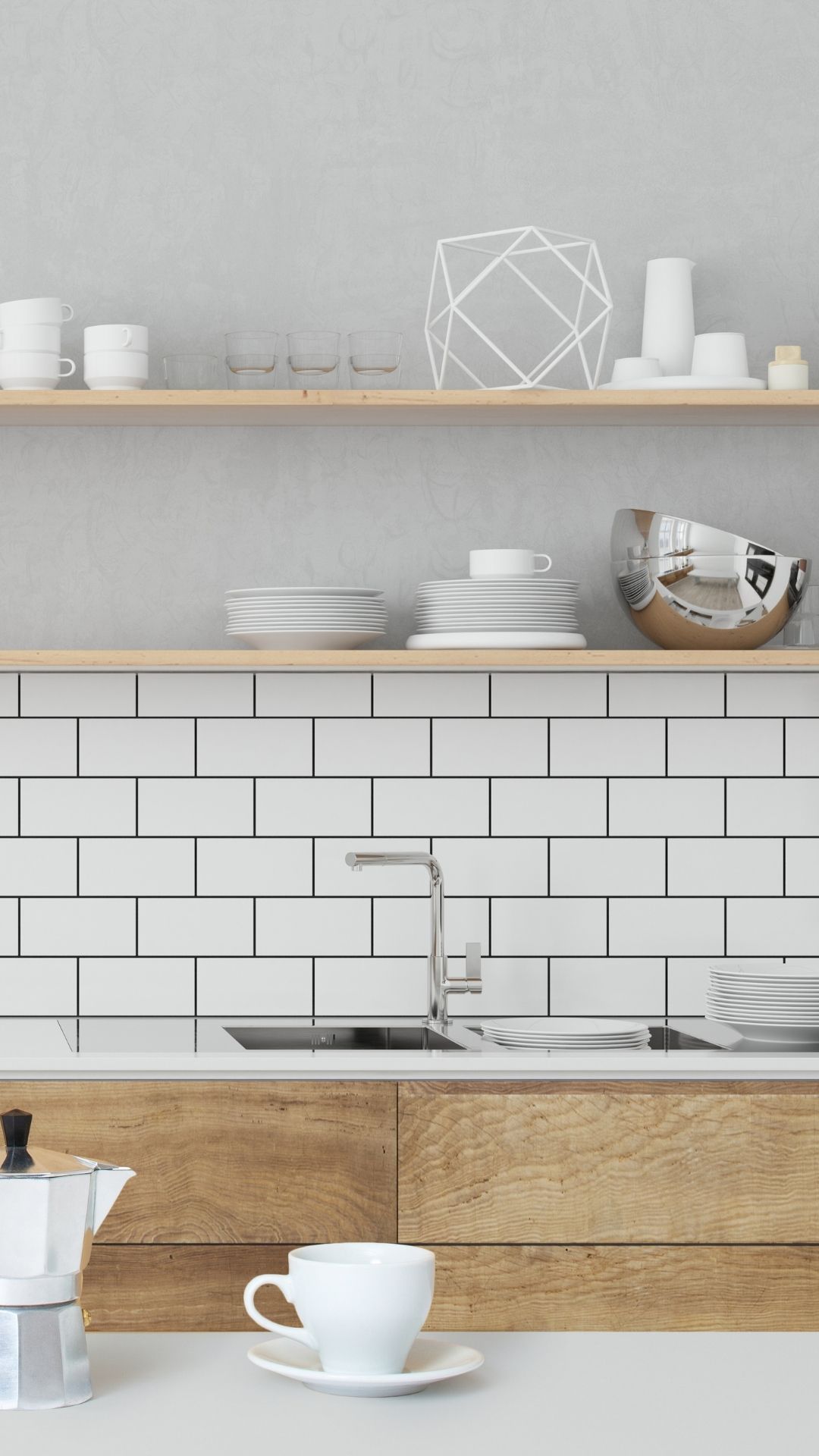 prateleira flutuante para cozinha acima da pia