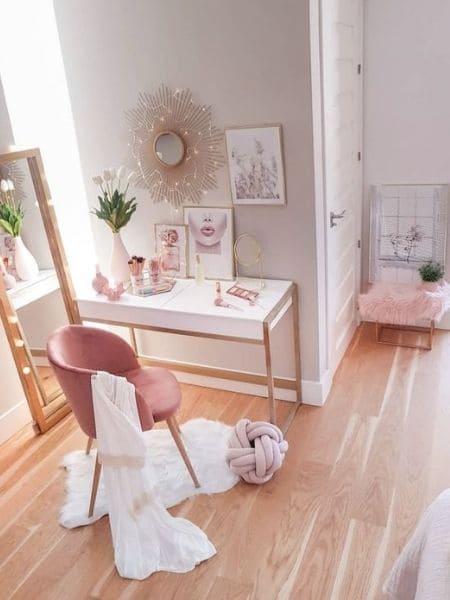 cimento queimado rose gold parede quarto