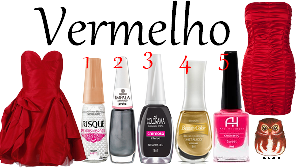 que cor de esmalte usar com vestido vermelho