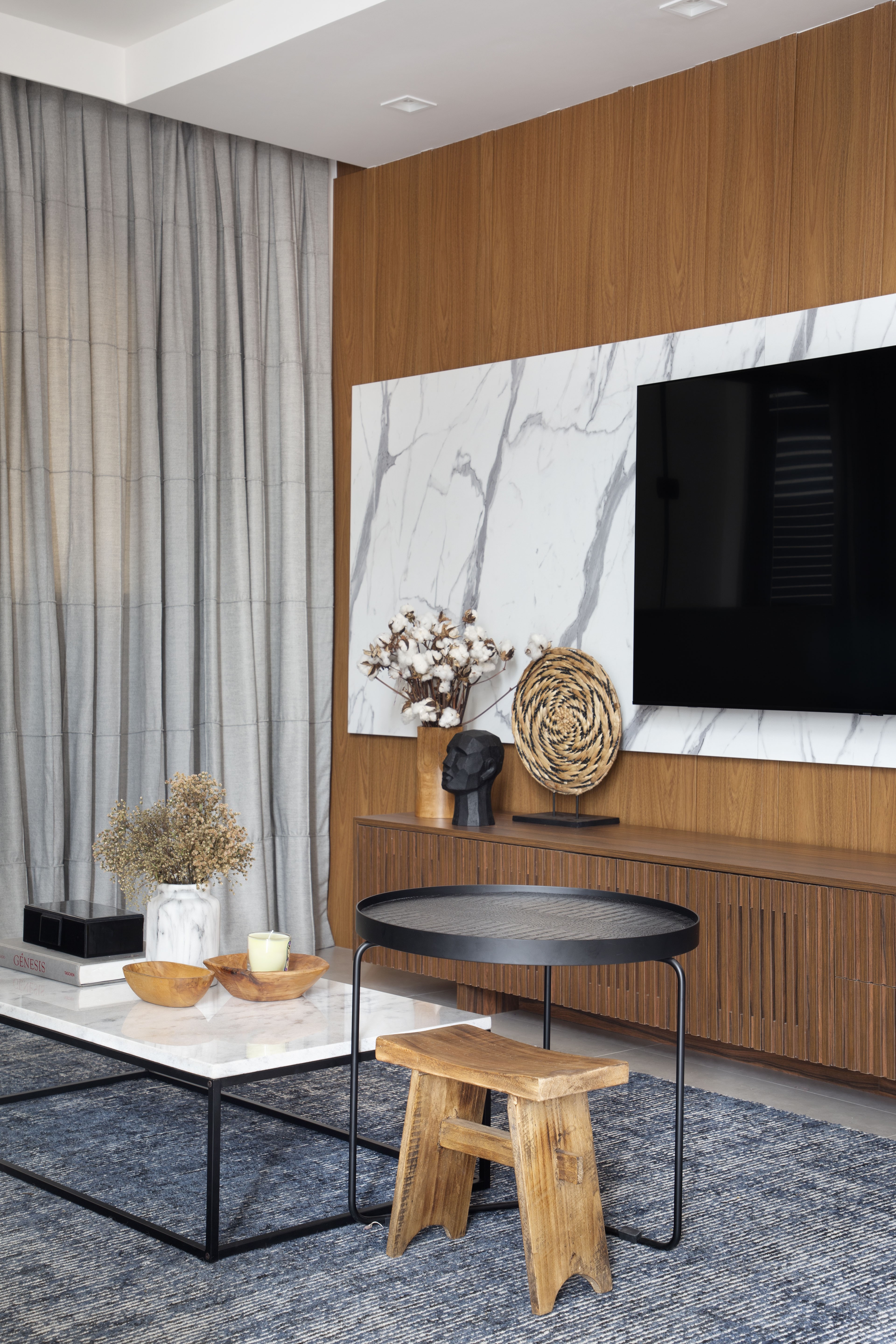 ideias de rack para sala de estar pequena decorada