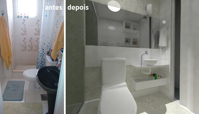 ideias de banheiro com porcelanato polido antes e depois