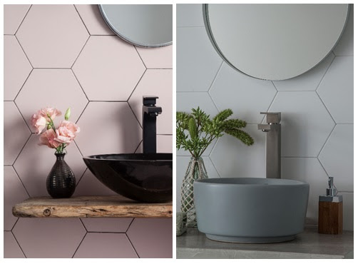 como usar revestimento hexagonal em banheiro pequeno