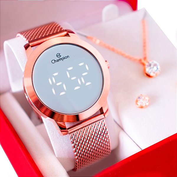 Relógio digital feminino rosé