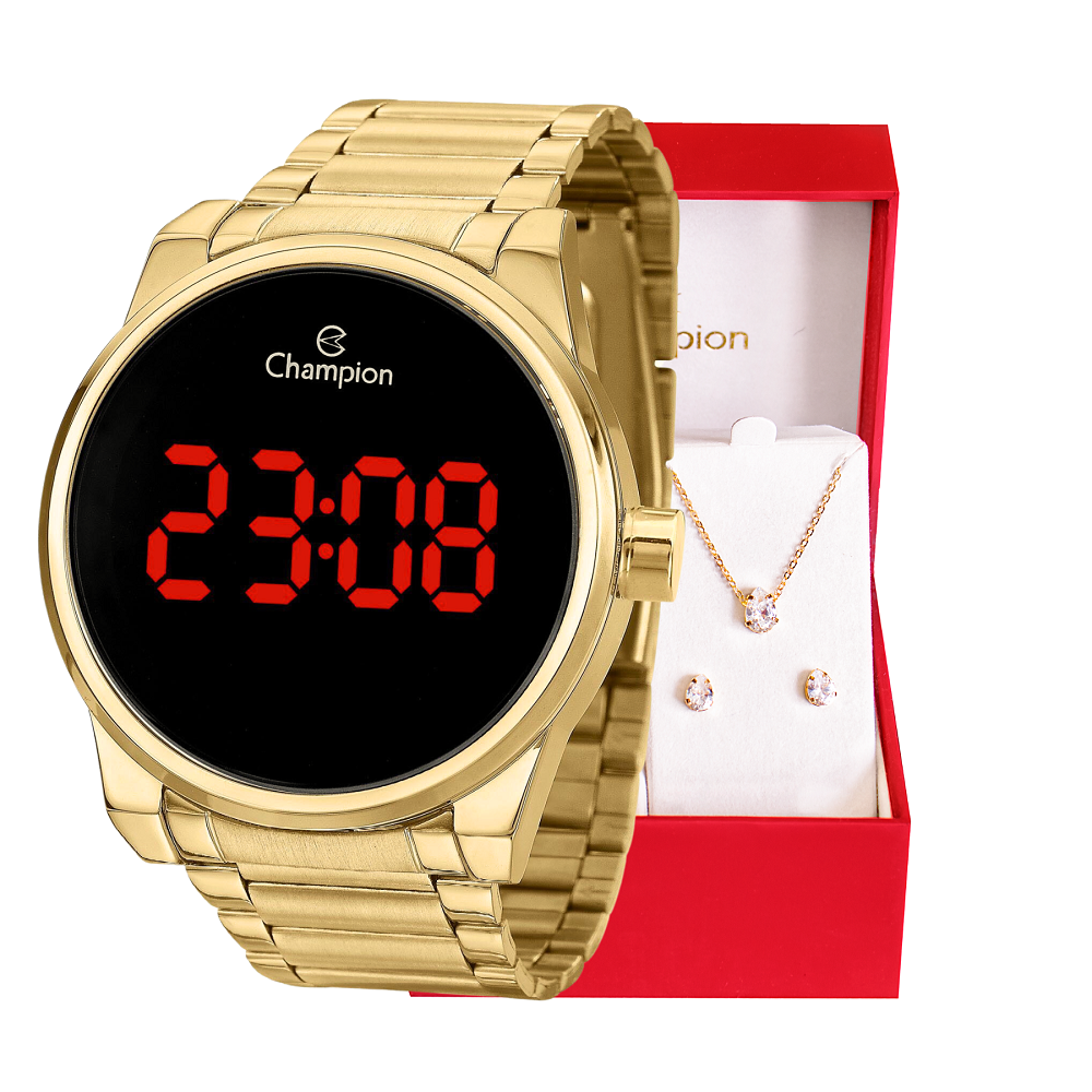 Relógio digital feminino com pulseira de aço