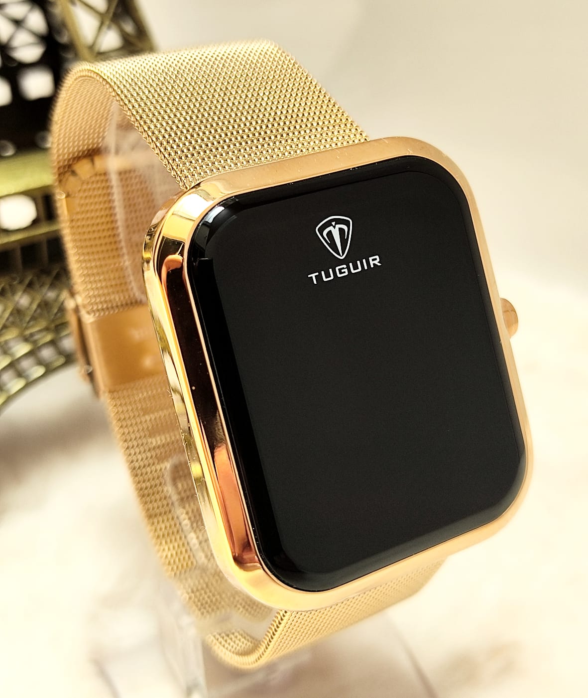 Relógio digital feminino rose gold