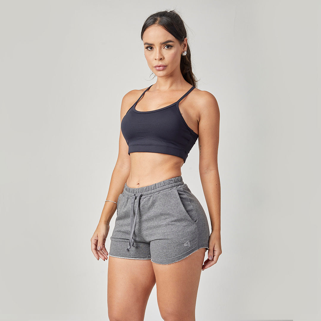 short feminino de linho