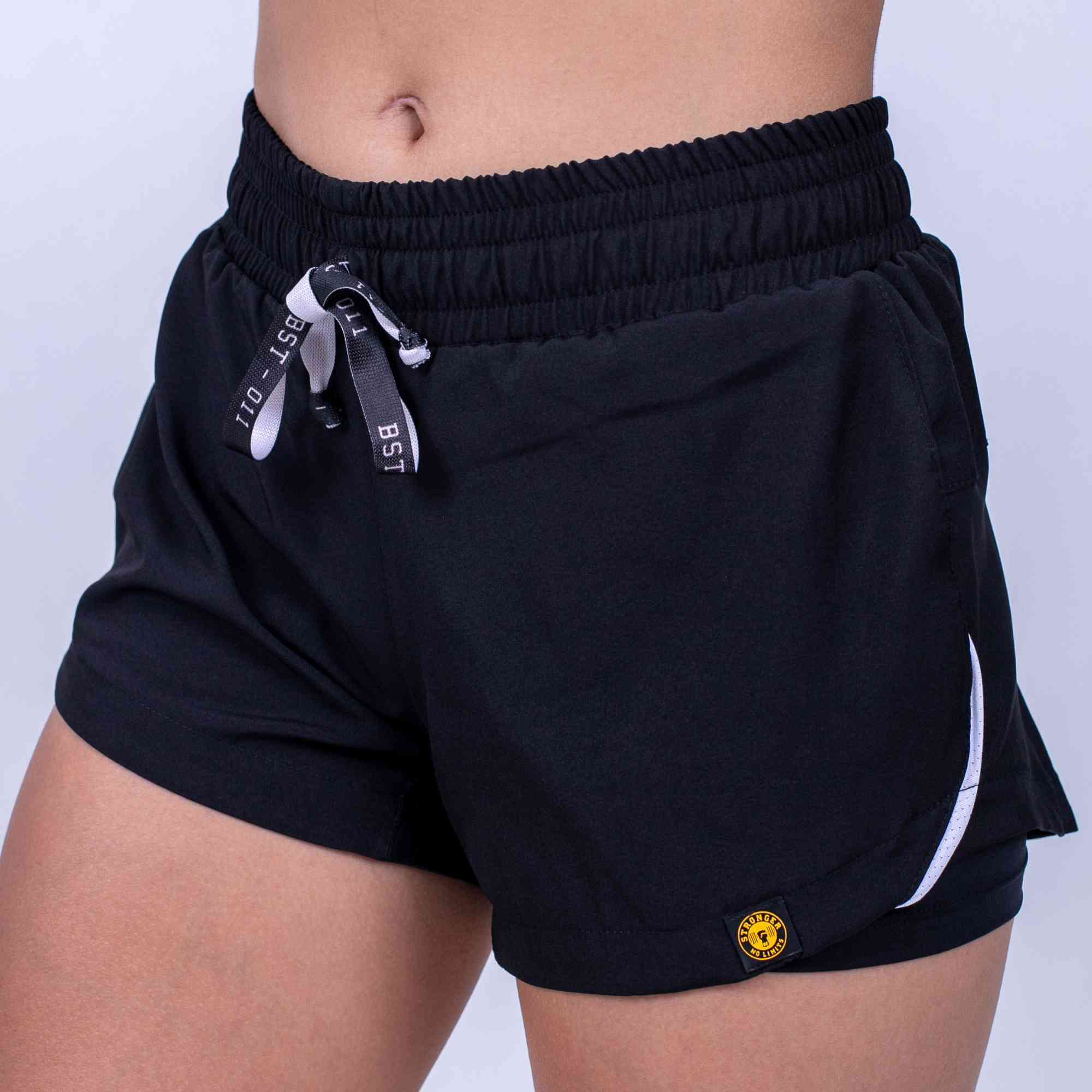 Short tactel feminino com cadarço