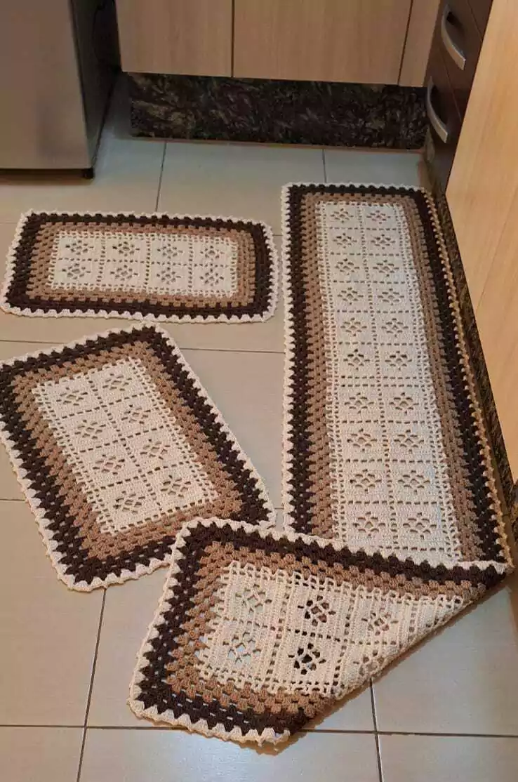 tapete de croche com fio de algodao