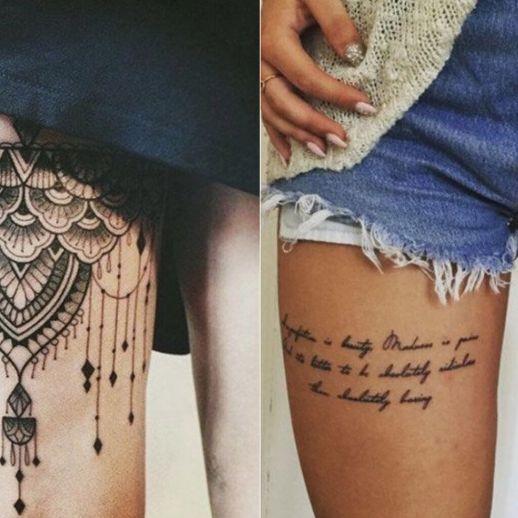 tatuagem de flor de lótus na canela feminina