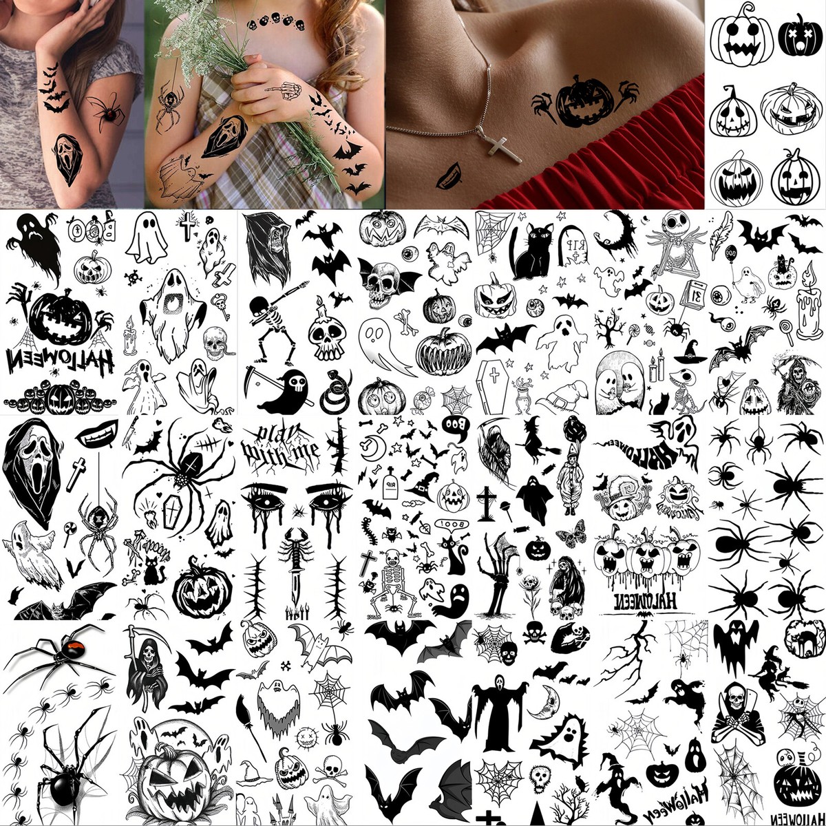 Preto e Roxo em Tatuagens de Halloween