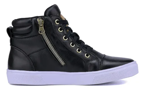 Tênis botinha feminino couro