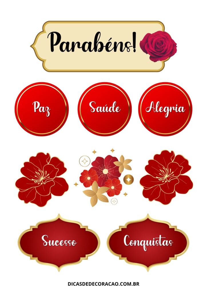 ideias de topo de bolo feminino para imprimir