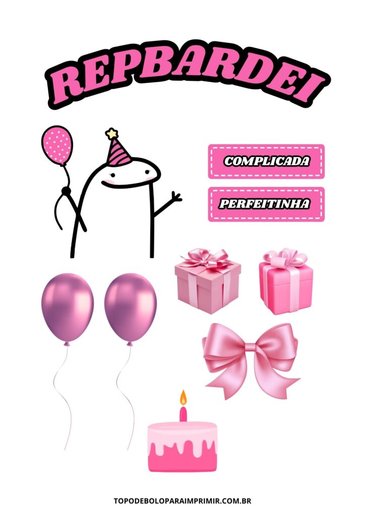 ideias de topo de bolo feminino para imprimir