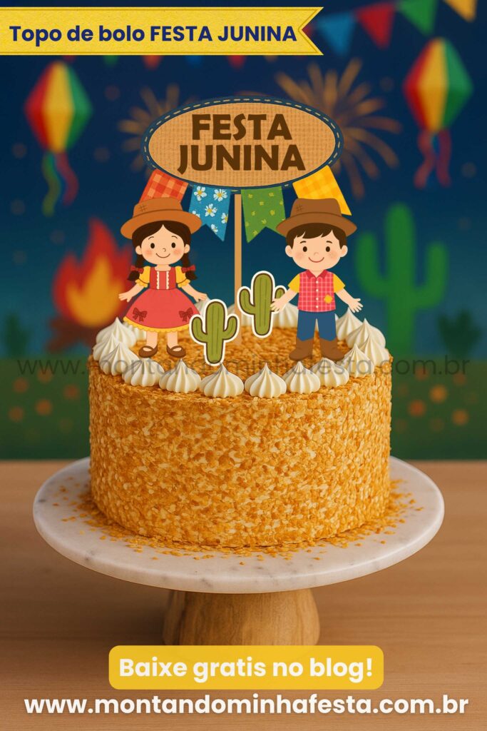 topo de bolo junino feminino para imprimir