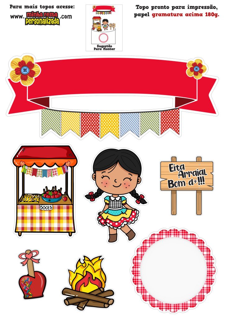 ideias de topo de bolo junino feminino para festa