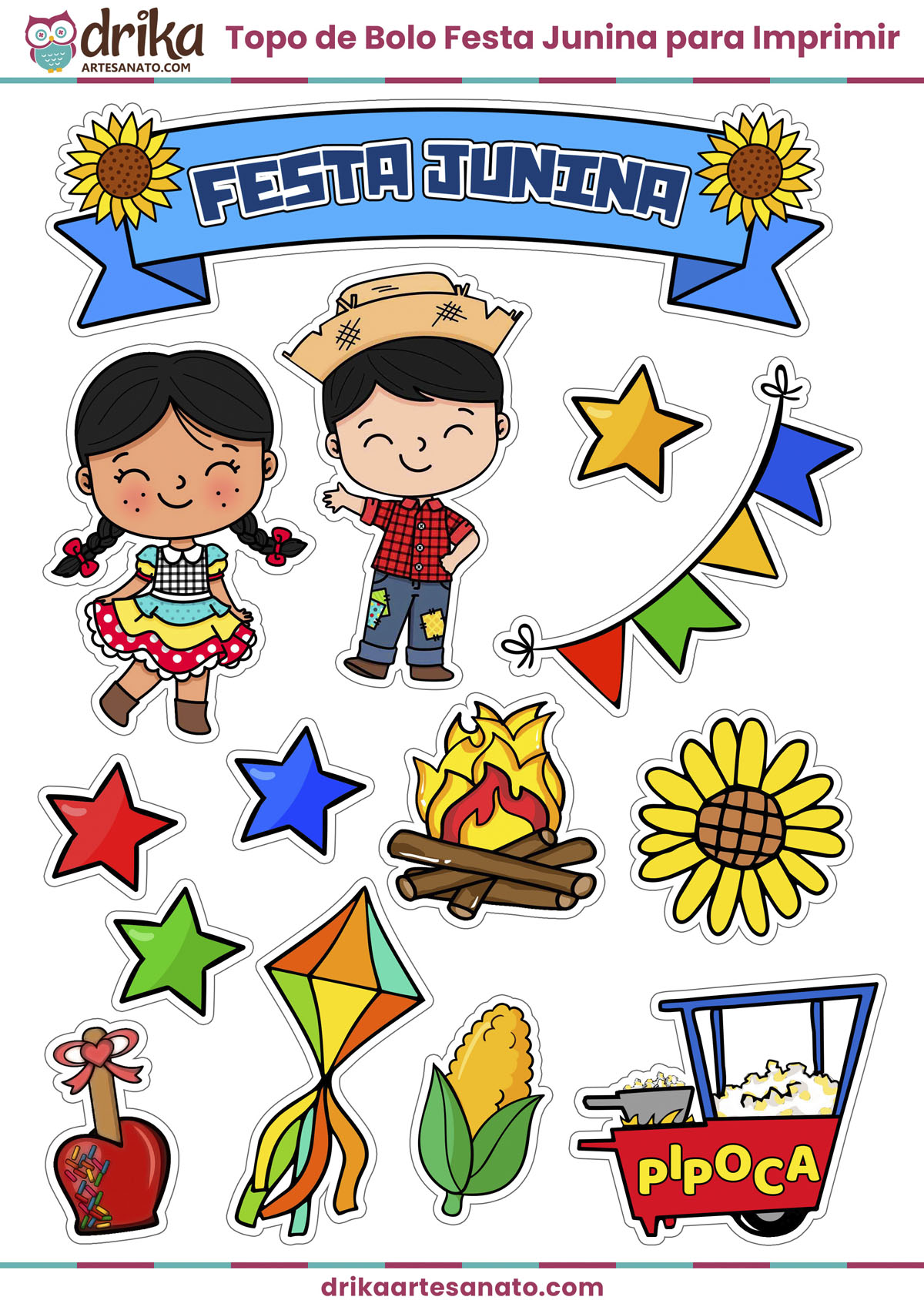 quanto custa para imprimir topo de bolo junino personalizado