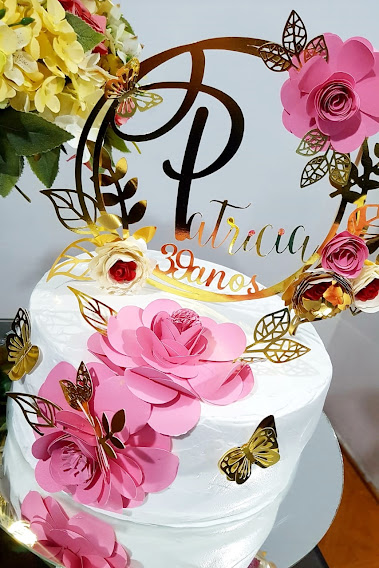 topper de bolo feminino papel