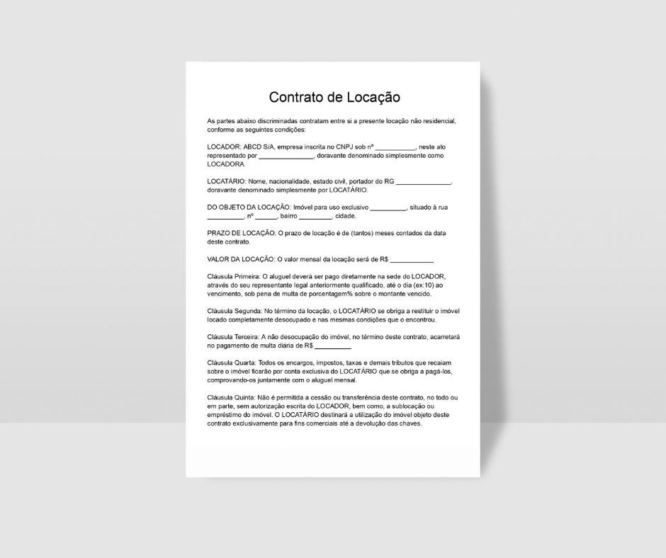 um contrato de aluguel simples