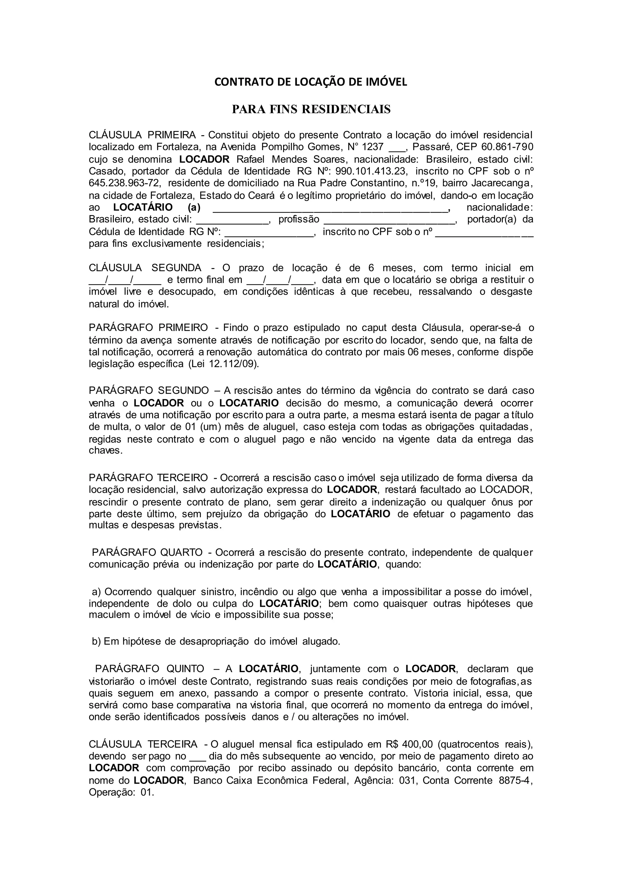 Contrato de Aluguel Sem Fiador: Opções e Modelos para Download