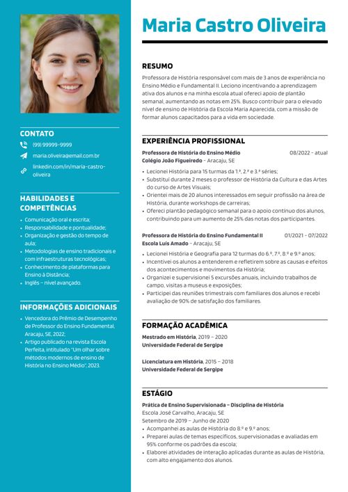 um curriculo passo a passo