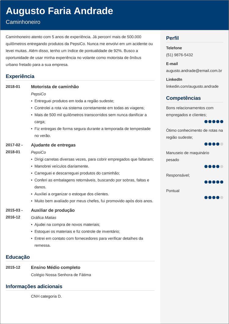 um curriculo passo a passo