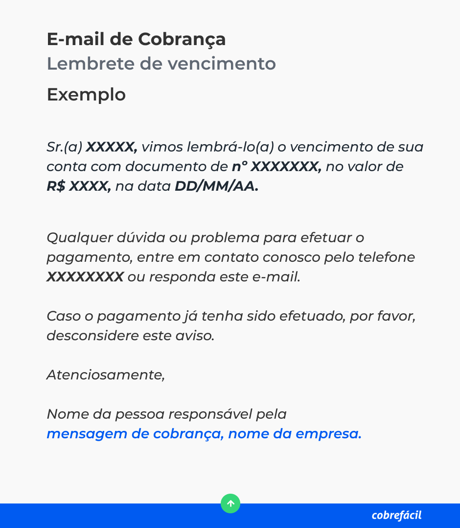 uma cobrança por email