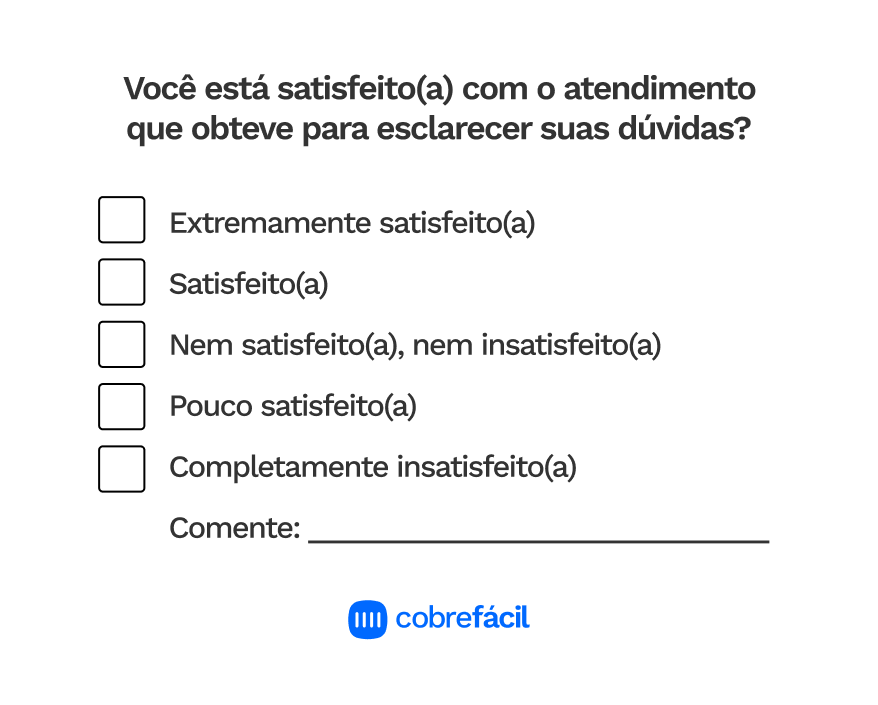 exemplos de pesquisa de satisfação do cliente